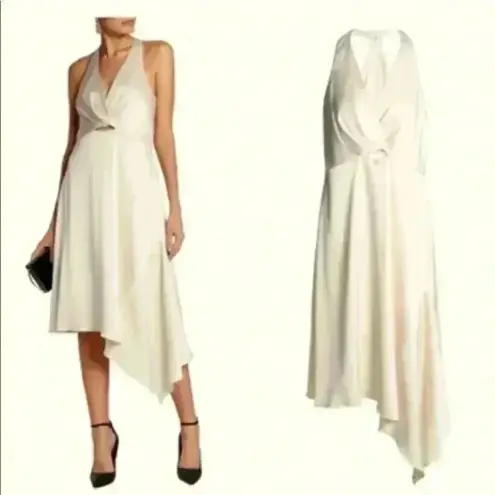 Halston Heritage Evening Collection Halter Satin Cream Dress Size 0