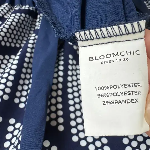 Bloomchic Pleated Geometric Print Midi Dress Size 18/20 Navy Flowy Modest Mod Blue