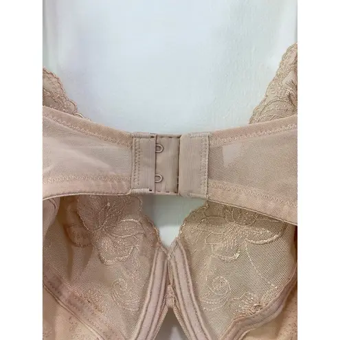 Wacoal Lovely Lace Nude Bra Size 36D Sexy Underwire Sheer Mesh Adjustable 85188