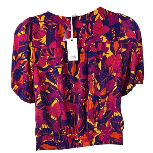 Rose + Olive Jungle Monkey Tropical Tie Button Down Top Medium NWT