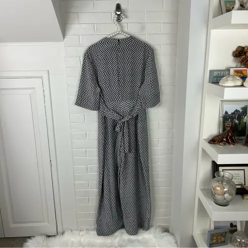 LK Bennett L.K.Bennet London Lorenna Silk Black / White Printed Jumpsuit Size 12