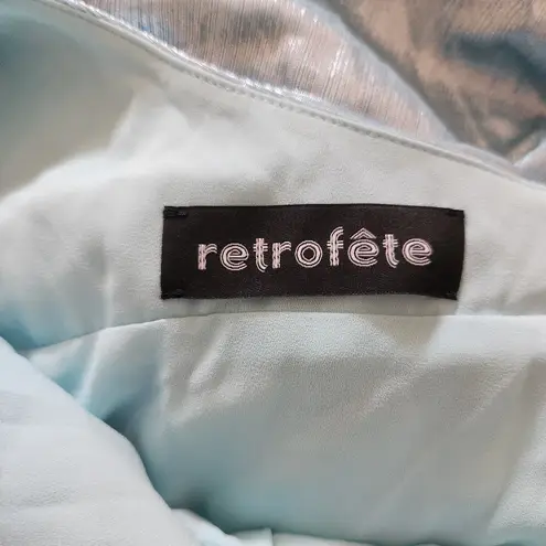 Retrofete Yesi Dress in Blue Silver Size Small Metallic Maxi Spaghetti Straps