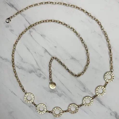 Adrienne Vittadini Gold Rhinestone Chain Link Belt One Size (OS) ✨