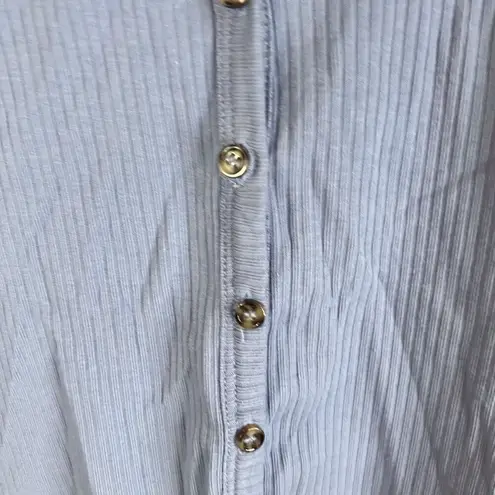 TALULAH Womens Button Down Henley Crop Top Blue Size Small Festival Boho