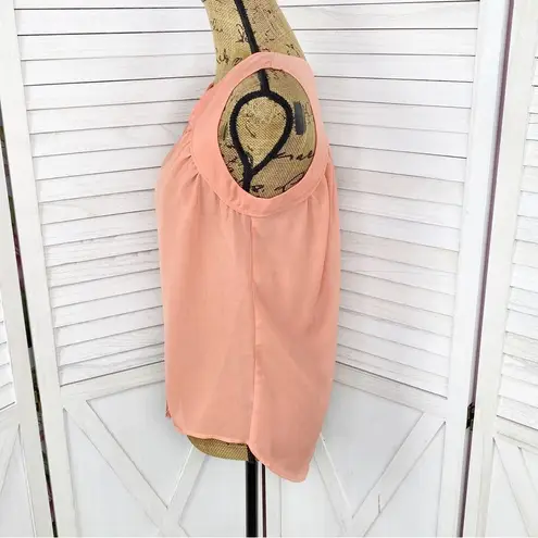 Naked Zebra  Flowy V Neck Sleeveless Blouse Peach Orange Small