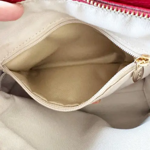 Valentina Zip Around Crossbody Handbag Red Pebbled Leather 2 Straps Italy Nice!