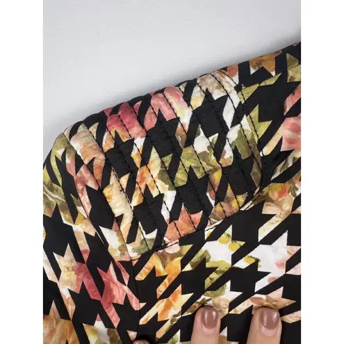 ZARA Trafaluc Floral Multicolor Houndstooth Moto Jacket Women's Small