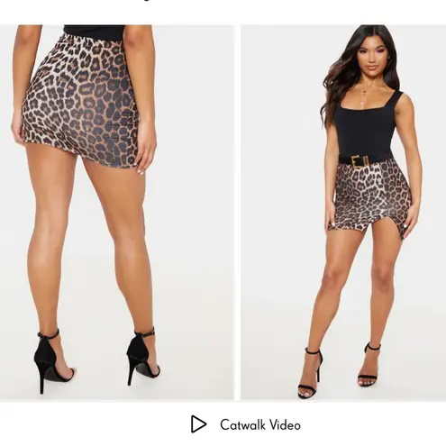 Pretty Little Thing  leopard side split mini skirt size 8 us thumbnail 2