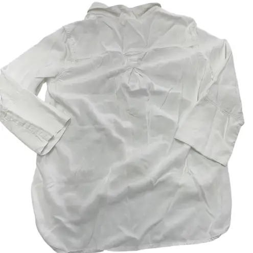 Bella Dahl Top Womens Medium White Effortless Shirt Tail Button Down Oversized