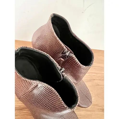 Balenciaga Embossed Leather Stilettos Ankle Boots Brown Women's Size 36.5 / 6