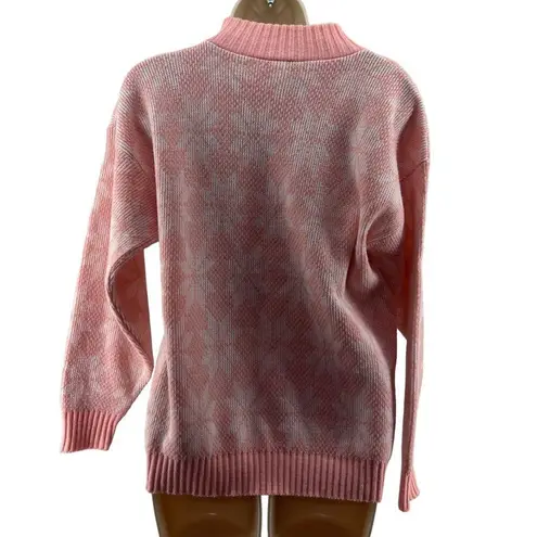Vintage Jolie Baby Pink White Snowflake Pullover Jumper Sweater Size L
