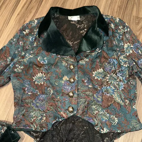 Vintage BANJO Dallas Texas Floral Velvet Collar Jacket Blazer Women's XL Green Size undefined