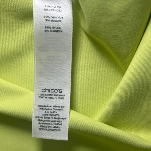 Zenergy Golf Chico's Polo Top Lime 3/4 Sleeve XXL UV Protection Moisture Wicking Yellow