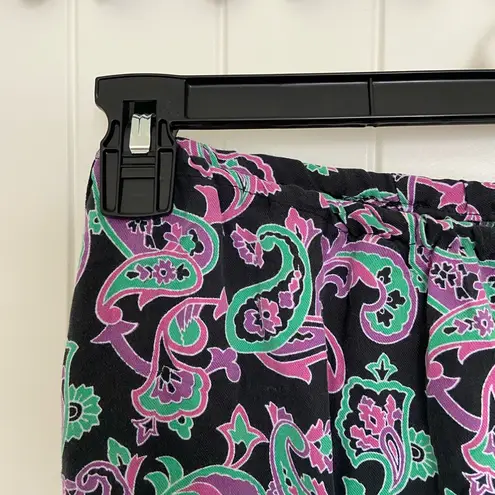 Women’s paisley multicolored lightweight thin pull on comfy casual pants Purple