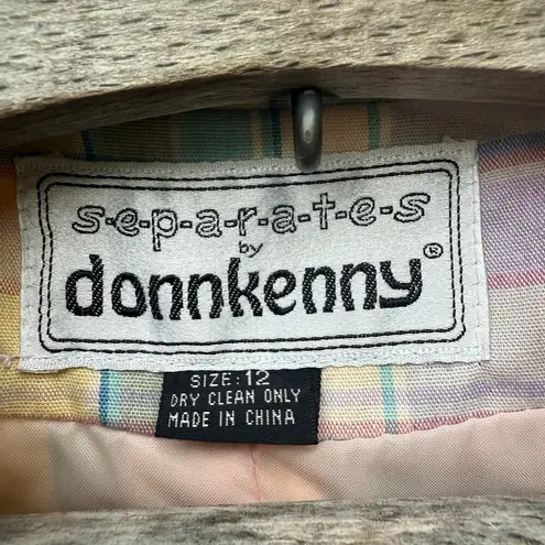 Vintage 80s Pastel Blue Yellow Plaid Blazer Separates by Donkenny Size 12