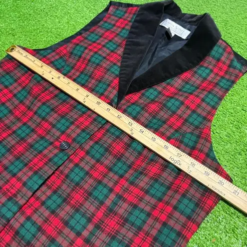Karen Scott Vtg Large Plaid Christmas Holiday Vest Velvet Cottage Grandmacore