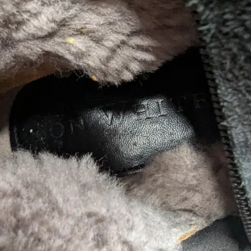 Ron White Black Suede Faux Fur Lined Lace