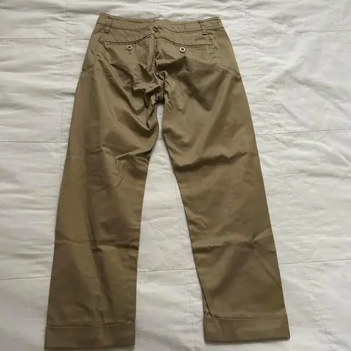 Marithe Francois Girbaud tan khaki trousers slim leg unique styling Size XS