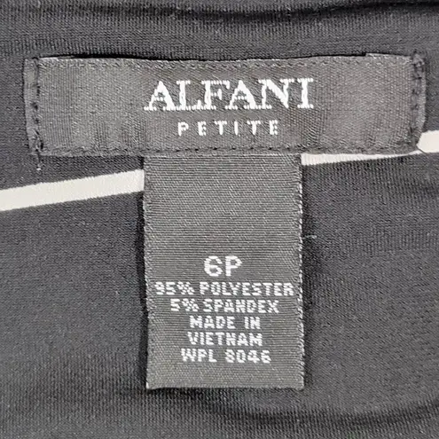 Alfani Petite Black White Geometric Print 3/4 Sleeve Midi Dress Size 6P