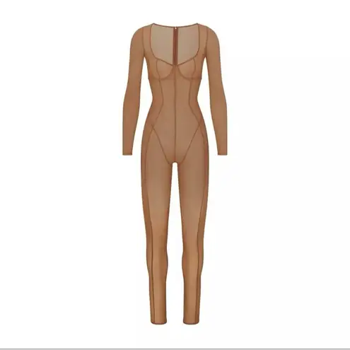 SKIMS Womens Brown Tan NEW Ultrafine Sheer Mesh Catsuit in Bronze Summer Sz 4X