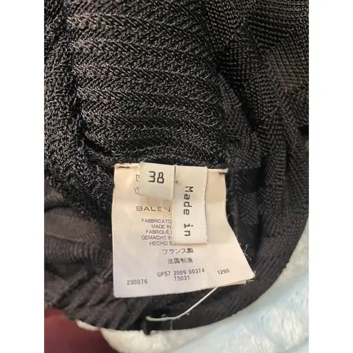 Balenciaga Paris Knit Dress Long Sleeve Sheer Stripe Dark Black Size 38 size S