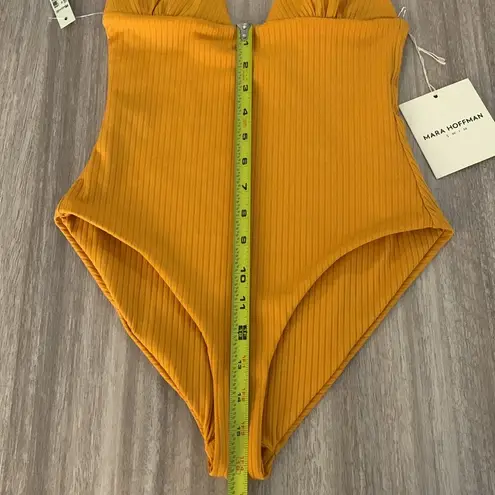 Mara Hoffman New Virginia Ribbed One Piece Swimsuit Mustard Yellow Size XS