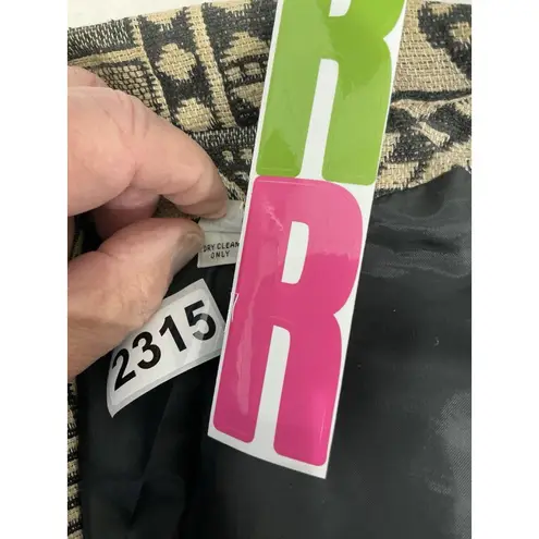 Womans Medium Brown Beige Jacquard Animal Geometric Lined Blazer