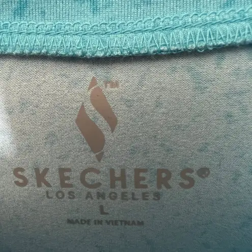 Skechers  Go Walk T Shirt Blue Heathered Tunic Top L Athleisure Short Sleeve NWT