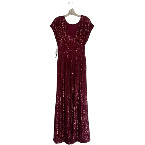 Maggy London NWT amber sequin jumpsuit in burgundy