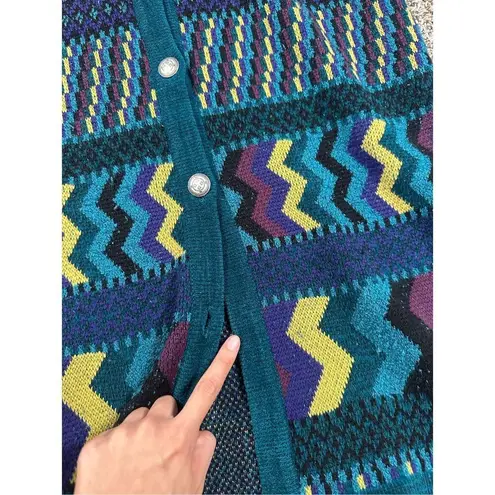 Vintage Chicos Design Southwestern Aztec Retro Print Duster Sweater Cardigan S/M Black