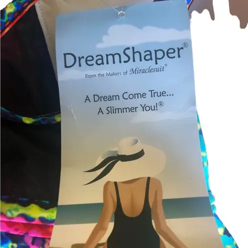 MiracleSuit DreamShaper by Olivia Tankini Swimsuit with Skirt Sz 10 Colorful