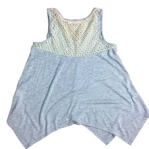 Womens Tank Top Knit Lace Back Lightweight Handkerchief Hem Shirt Medium u Gray