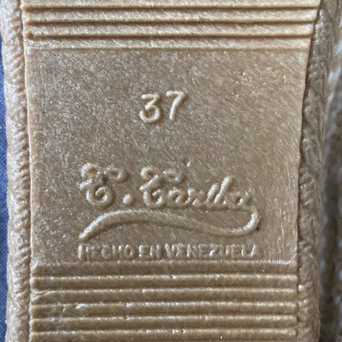 Handmade beige slip on evil eye shoes Size 6.5