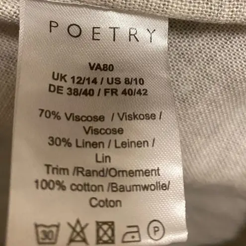 Poetry Viscose Linen Blend Utility Beige Jacket Size 8/10