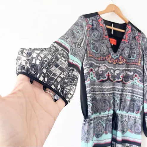 Clover Canyon Paisley Printed Long Sleeve Mini Dress in Multicolor