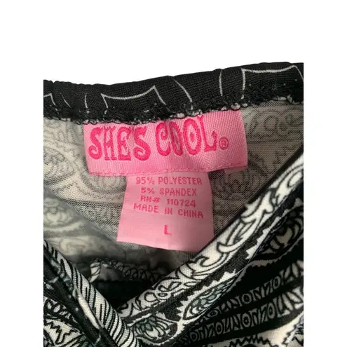 she's cool Black & White Sleeveless Maxi Dress By Size L Polyester & Spandex Flor