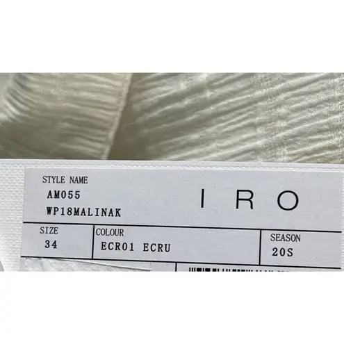 IRO Paris Malinak Shirt XS Ecru White Textured Sheer Top Blouse Quiet Luxury NEW