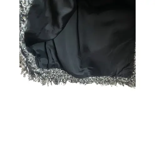 Peter Nygard Women Jacket 12P Black Tweed Fringe Trim Metallic Thread Old Money