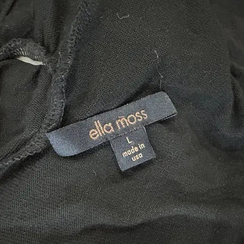 Ella Moss Asymmetrical Drape Wrap Front Top Black Size Large