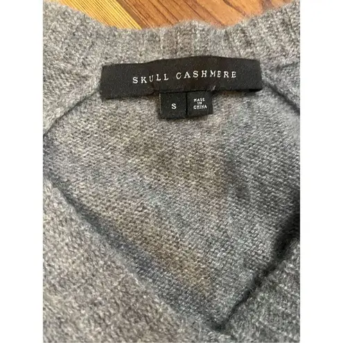 360 Cashmere  Skull Cashmere Riley Skull-Print Gray Cashmere Sweater size small 1