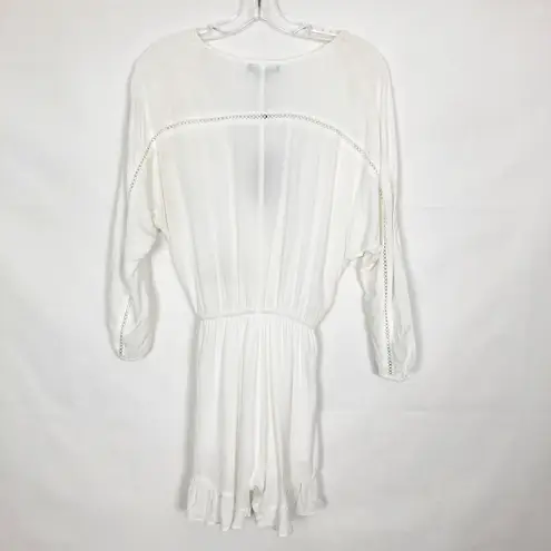 Honey Punch NWT  White Beachy Romper Size Small Ruffle Hem