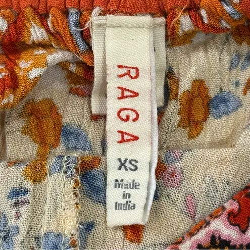 Raga Wide Leg Pants XS Boho Floral High Waist Split Leg Festival Chic Beachy