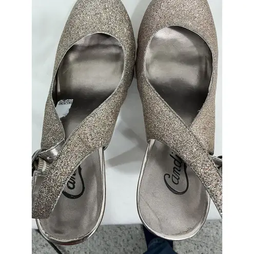 Womans Candies Caschullernulti Rose Gold Glitter Platform Pumps 8.5 M