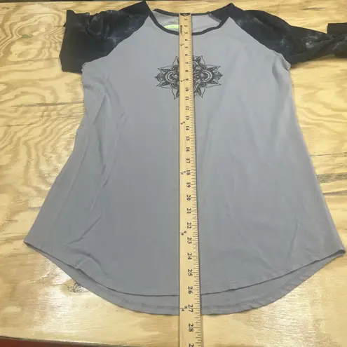 Earth Yoga Top Tye Dye Organic Cotton Sustainable Bamboo Long Sleeve L Dark Gray Size L