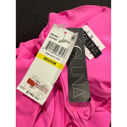 Soluna Swim Standard Buckle Up One Piece Bandeau Swimsuit Size Medium Pink