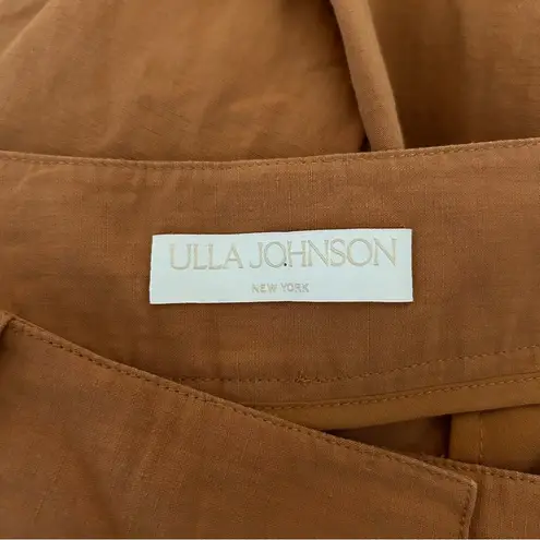 Ulla Johnson Wide Leg High Rise Cotton Linen Blend Pleated Trousers Size 10