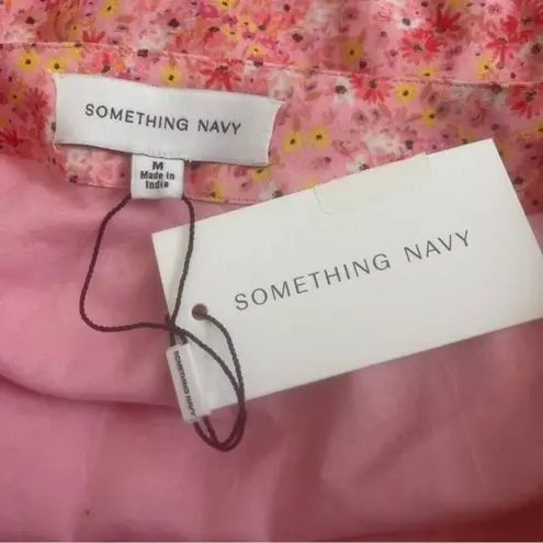 Something Navy Mini Floral One-Shoulder Linen & Cotton Dress Size M