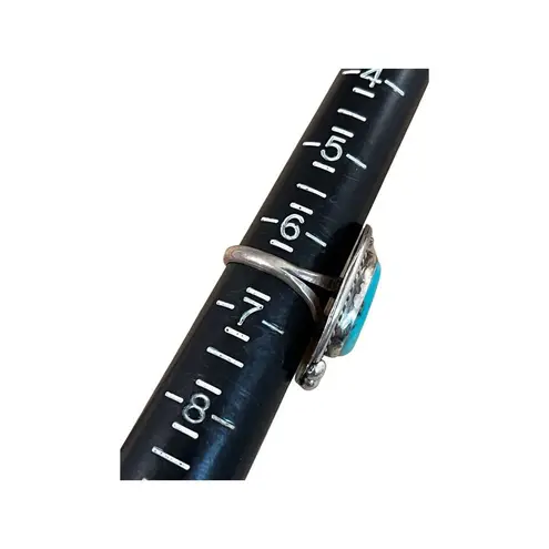 Vintage Turquoise Sterling Silver Native American Navajo Ring Sz 6.5 Blue