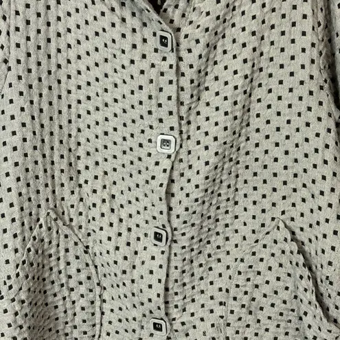 Habitat Jacket Women Gray Black Square Swing Pockets Lagenlook Art To Wear L