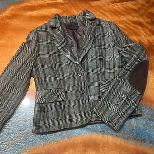 BCBGMAXAZRIA  Noel Wool blend Plaid elbow patch Blazer Medium